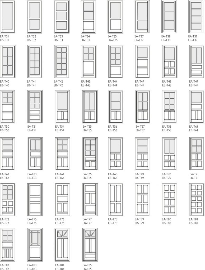 Skanlux Haustüren- (Rahmen & Füllungen) Gestaltungsmöglichkeiten Schnittzeichnungen